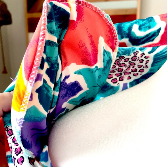 80s S.G. Sport Bright Floral Oversized Button Down Blouse - Picture 4 of 8